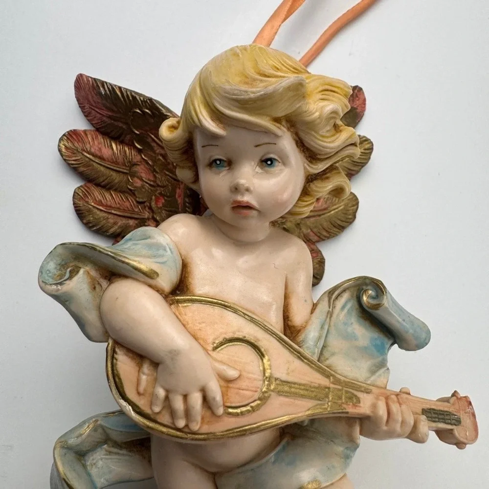 Fontanini Depose Italy Simonelli Cherub Angel Ornament Lute Mandolin 567 Vintage